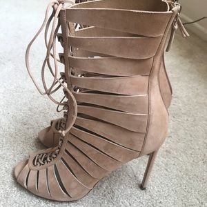 Francesco Russo Suede Cutout Ankle Boots